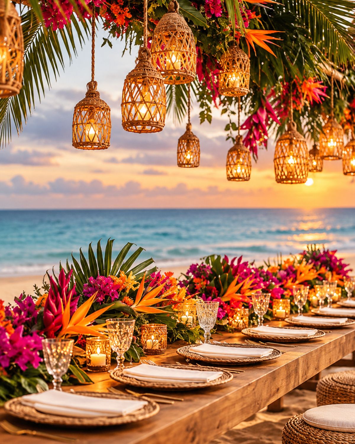 Mesa de celebración montada junto a la playa en la Costa Blanca